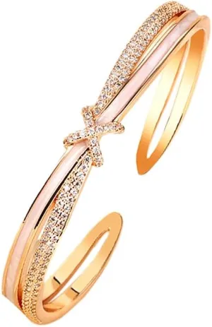 Gold Cuff Bangle Bracelet for Women Personalized Cubic Zirconia Open Bracelets Adjustable Oval Crystal Bangles Bracelets for Her