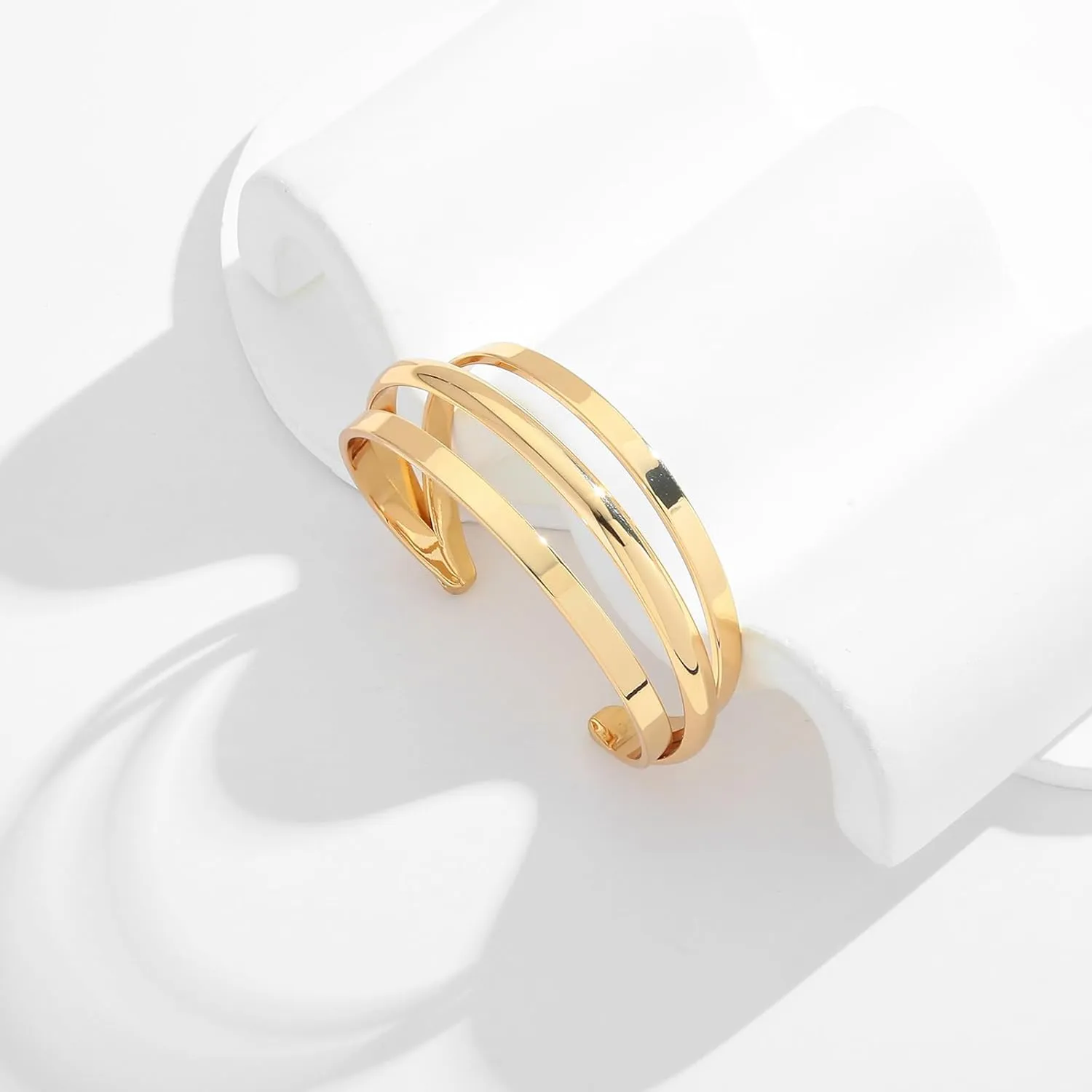 Gold Cuff Bracelet for Women Chunky Multi-layer Cross Wire Open Bracelet Hollow Wide Cuff Bracelets Adjustable Gold Open Cuff Bangle Bracelet