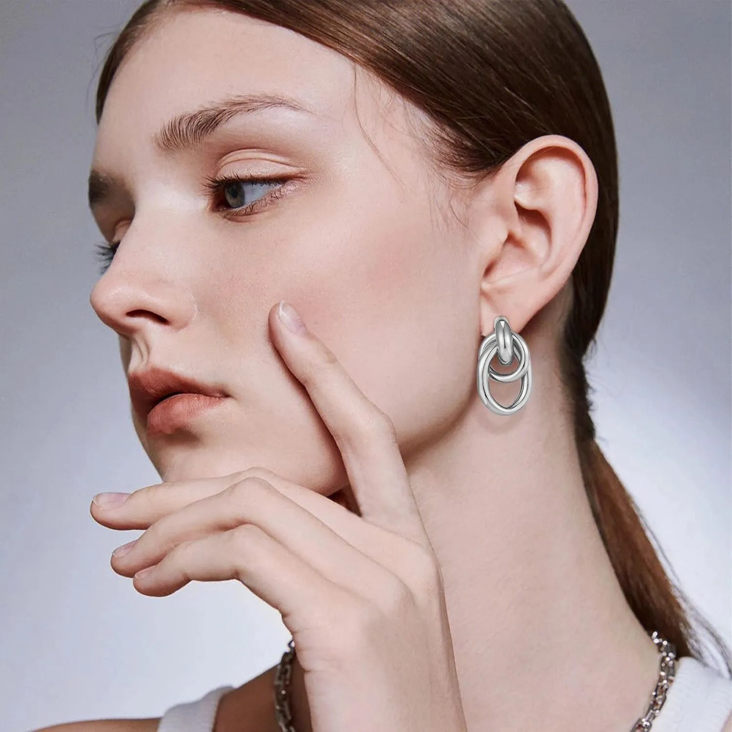 Gold Geometric Drop Dangle Earrings for Women Long Link Dangle Earrings Jewelry