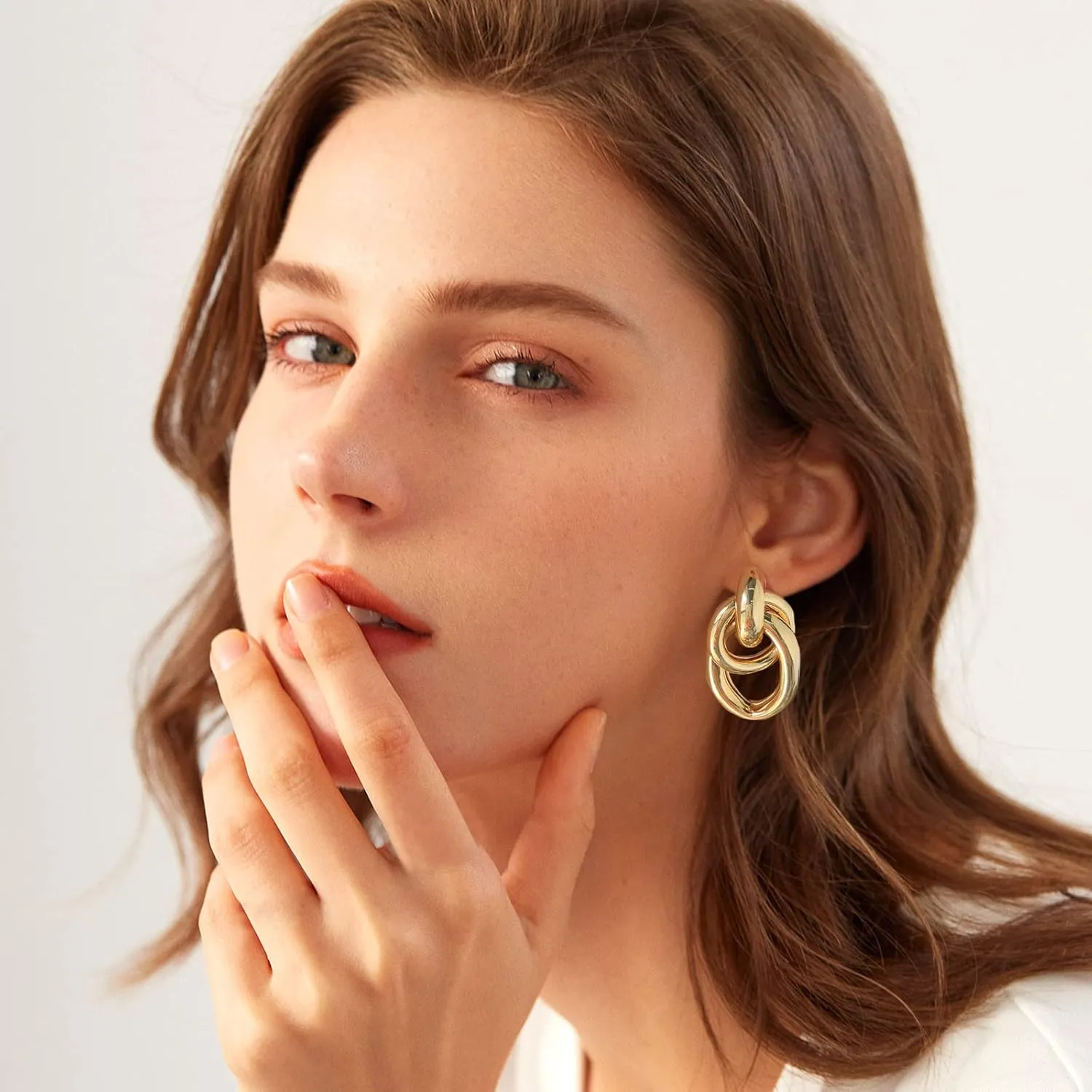 Gold Geometric Drop Dangle Earrings for Women Long Link Dangle Earrings Jewelry