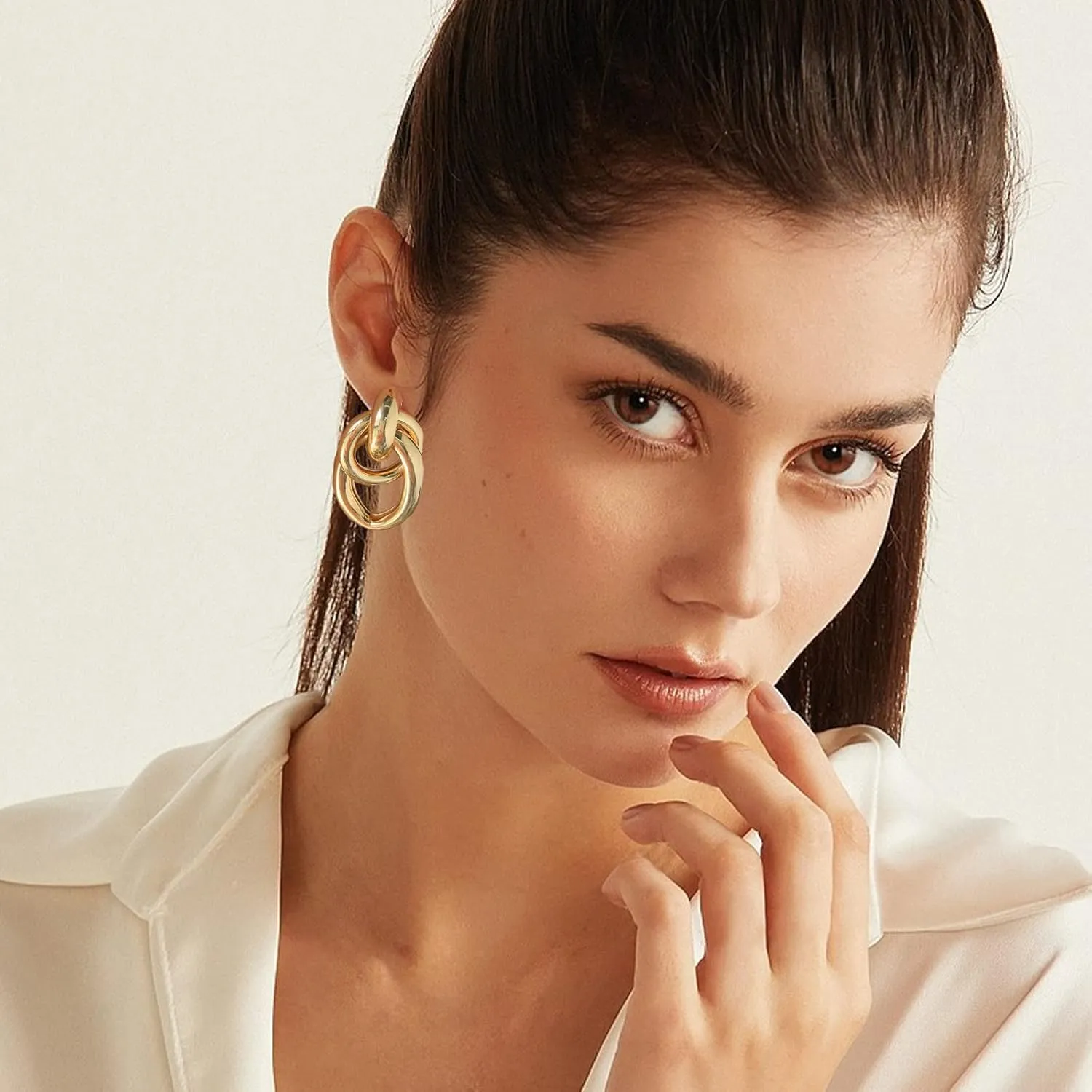 Gold Geometric Drop Dangle Earrings for Women Long Link Dangle Earrings Jewelry