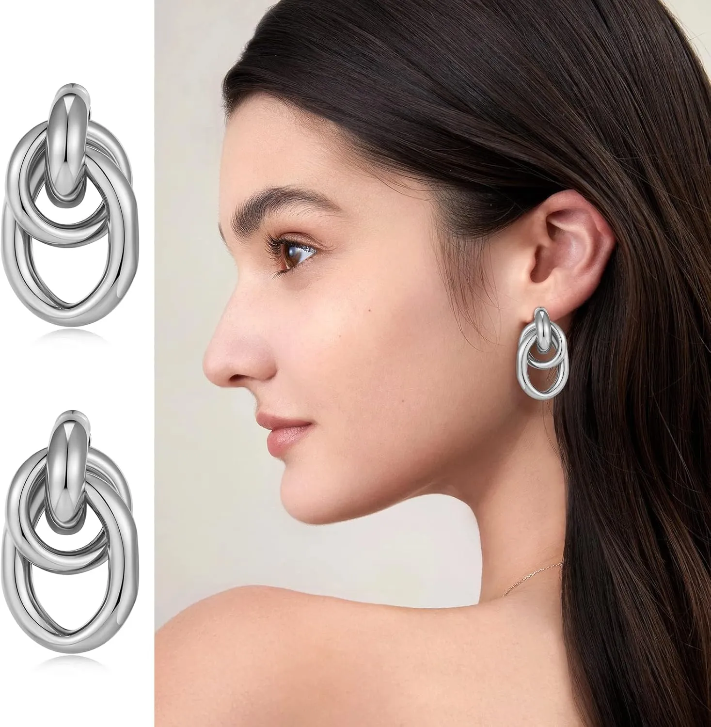 Gold Geometric Drop Dangle Earrings for Women Long Link Dangle Earrings Jewelry