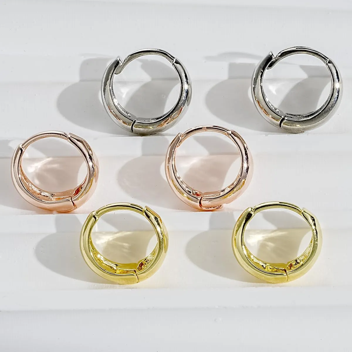 Gold Heart & Rectangle Earrings - Star & Chunky Hoops, Dainty Silver Star Hoops
