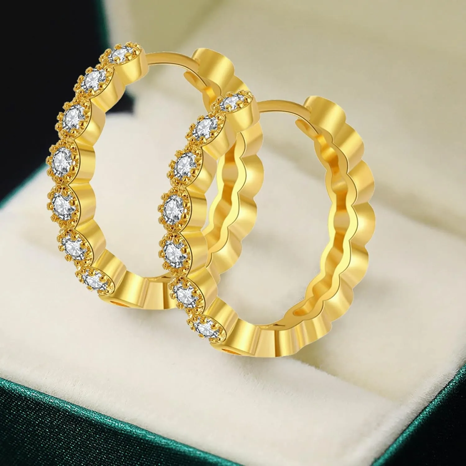 Gold Hoop Earrings Set for Women Teen Girls Trendy Lightweight Chunky Open Hoops Earrings Valentine's Day Jewelry Gifts