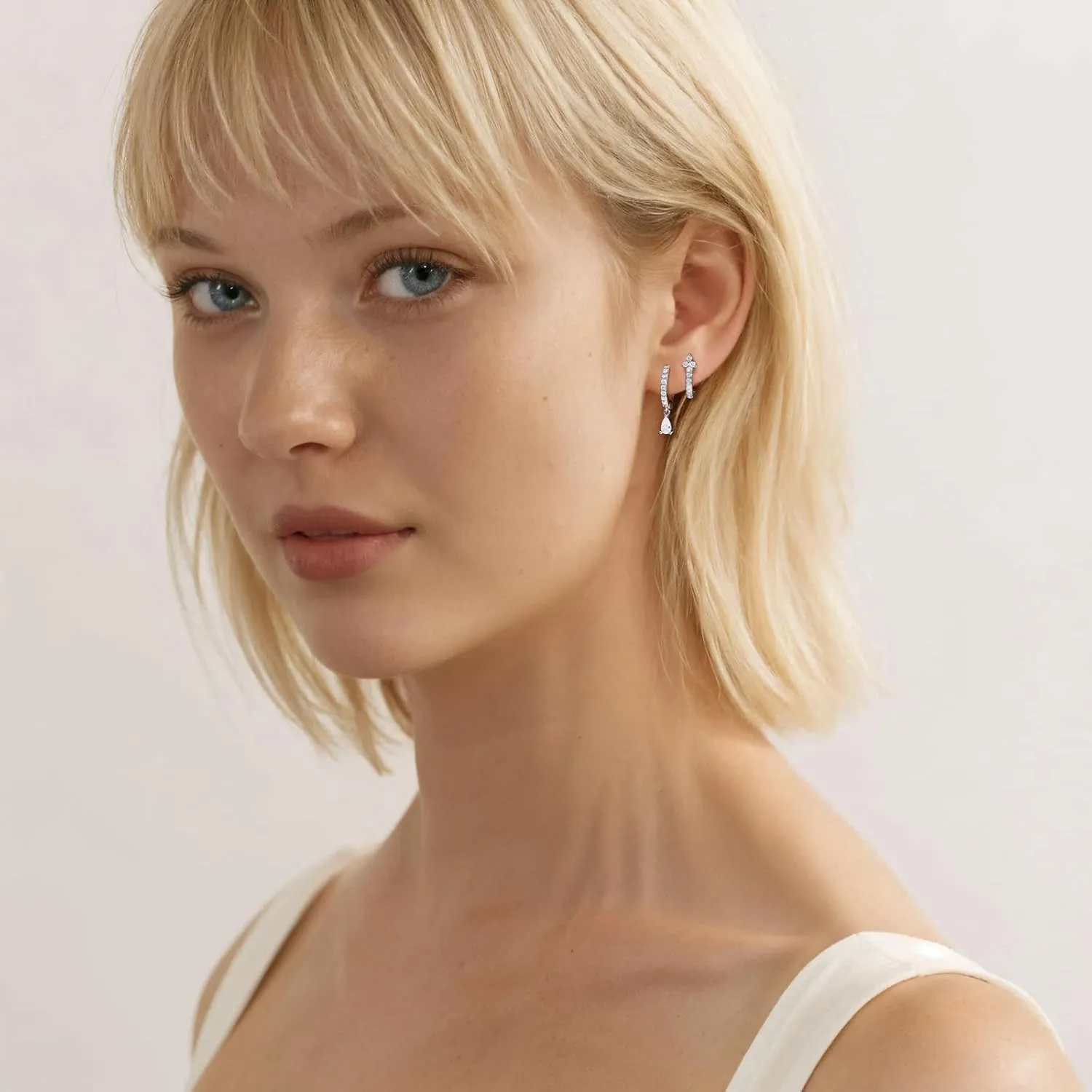 Gold Hoop Earrings Set for Women,Dainty14K Gold Plated Crawler Earring Stacks,Sterling Silver Lightweight Cartilage Stackable Earring Stack,Dangle Hoop Earrings Sets For Multiple Piercing Jewelry
