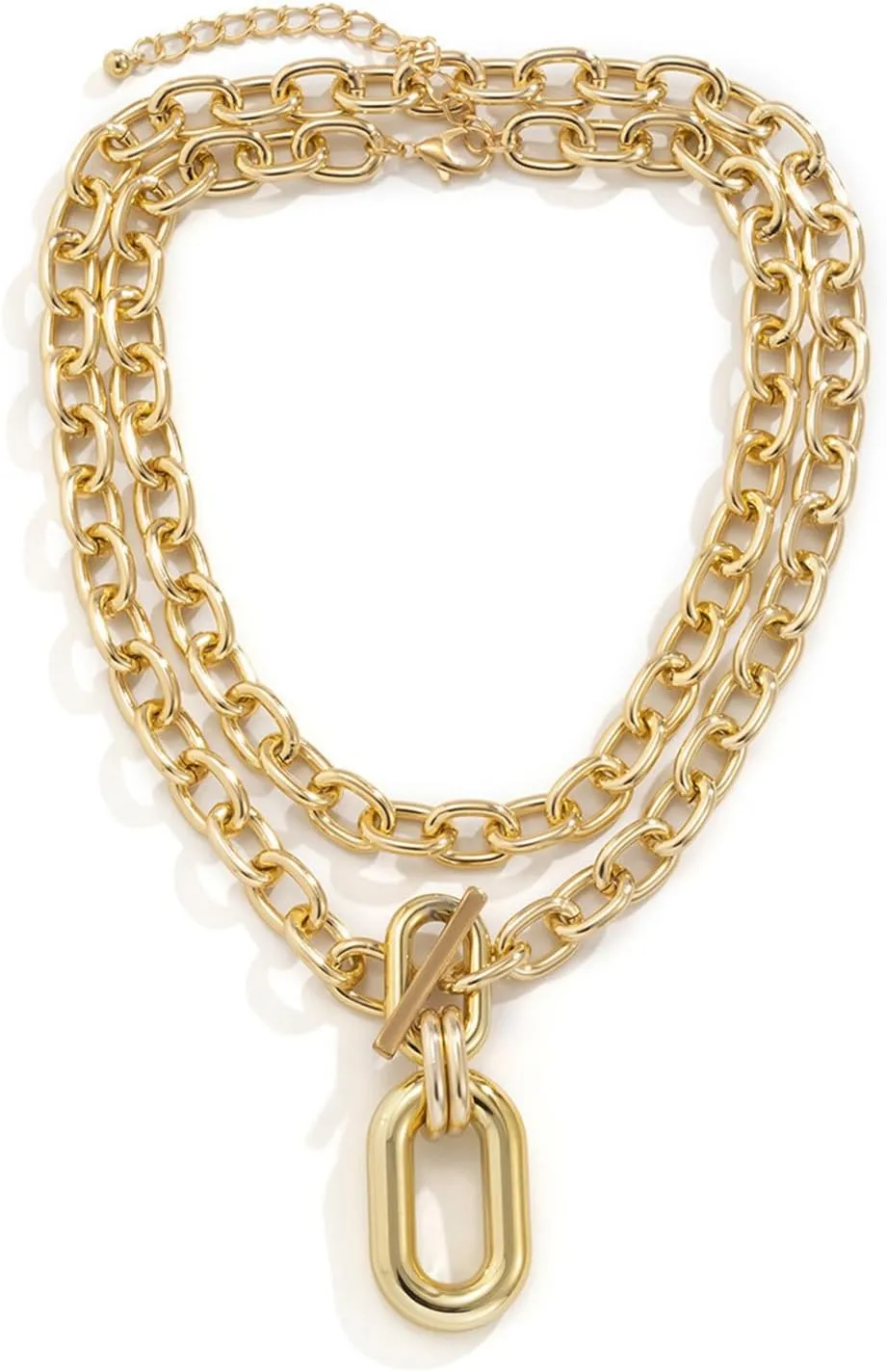 Gold Layered Necklaces for Women Chunky Necklaces for Women Trendy Trendy Paperclip Pendant Necklaces for Women Stackable Choker Necklaces Ot Toggle Clasp Necklaces
