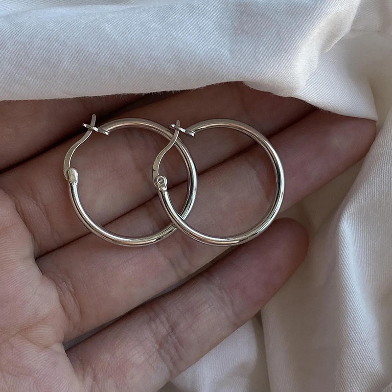 Gold Plated Chunky Hoop Earrings for Women,925 Sterling Silver Post Large Hoop Earrings Mothers Day Jewelry Gifts for Mother