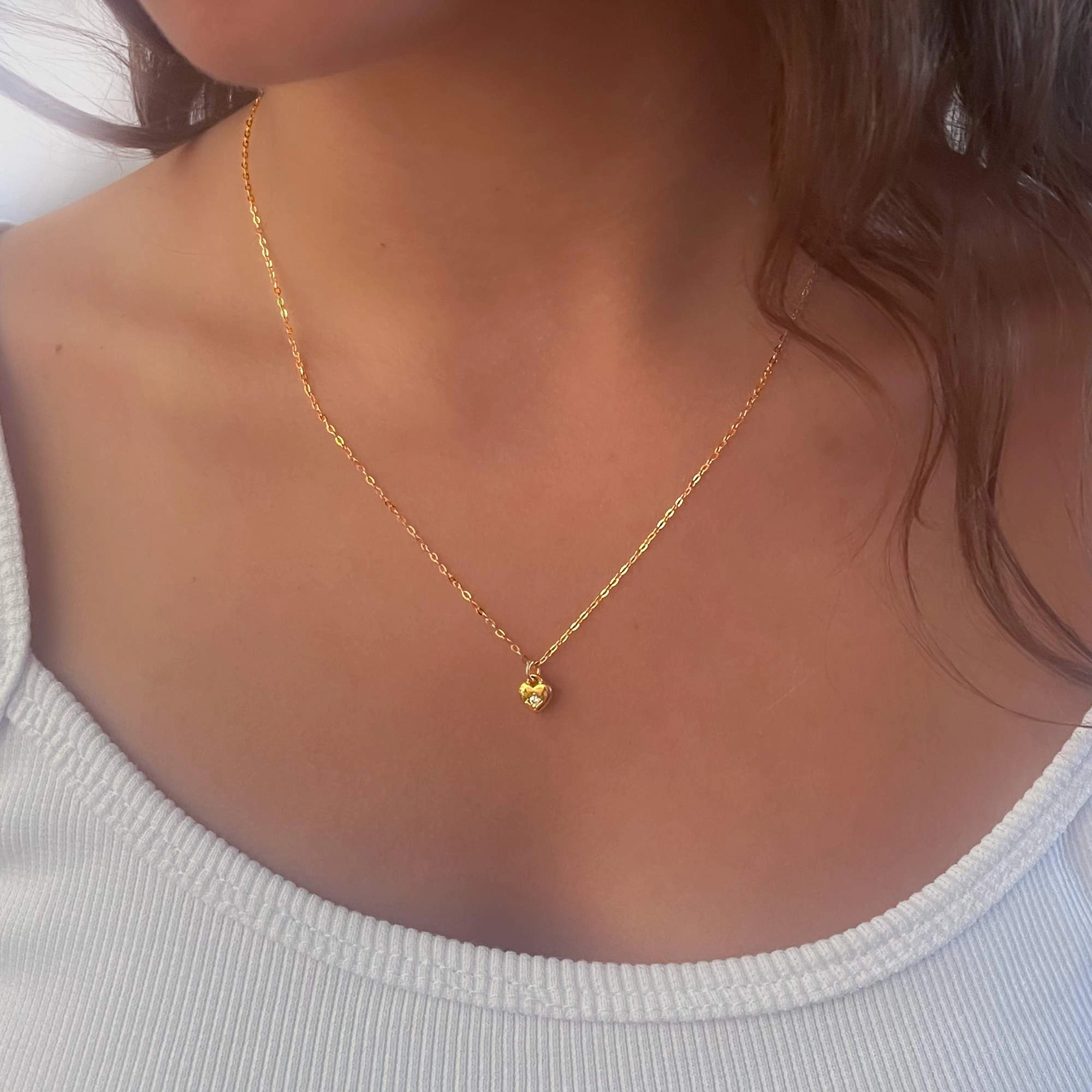 Gold Heart Necklace Decorative Pendant Accessory