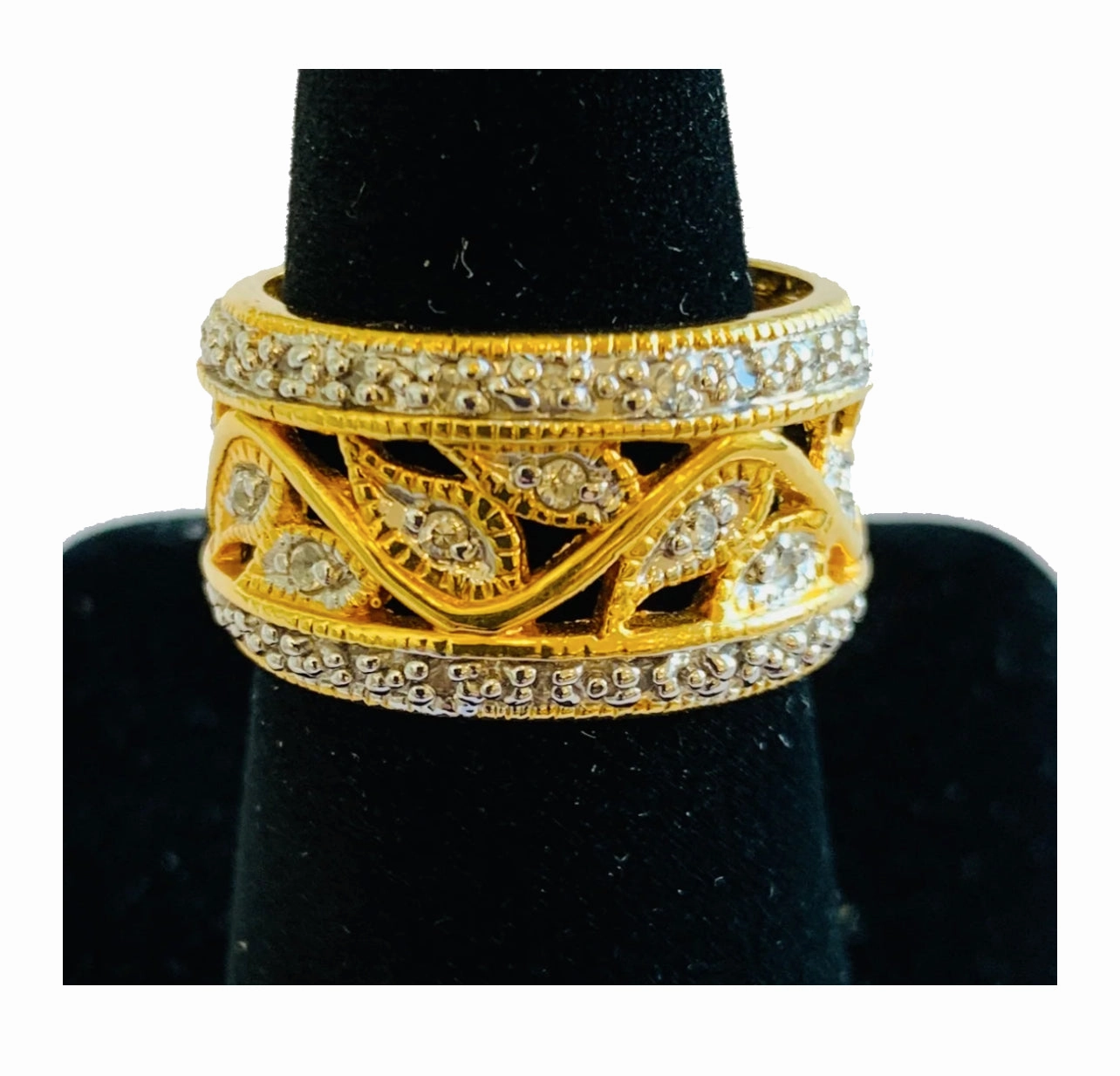 Gold lace diamond eternity ring Elegant Bauble Trendy Design