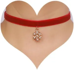 Gothic Velvet Snowflake Pendant Choker Necklace Black Red Velvet Collar Choker Vintage Velvet Rhinestone Choker Necklace Sexy Velvet Necklace Halloween Red and Black Velvet Necklace for Women (red2)
