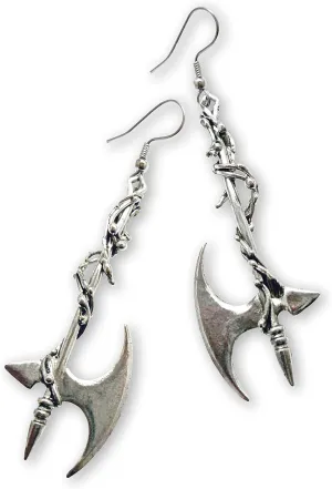 Gothic Vine Wrapped Executioner's Axe Medieval Renaissance Dangle Earrings