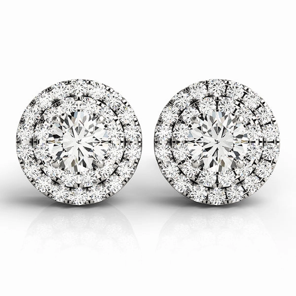 Diamond Halo Round Earrings Comfortable Choice