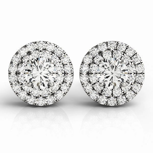 Diamond Halo Round Earrings Glittering Appearance Refined Choice