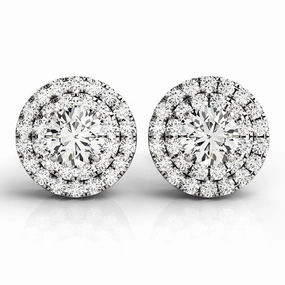 Diamond Halo Round Earrings Glittering Appearance Refined Choice