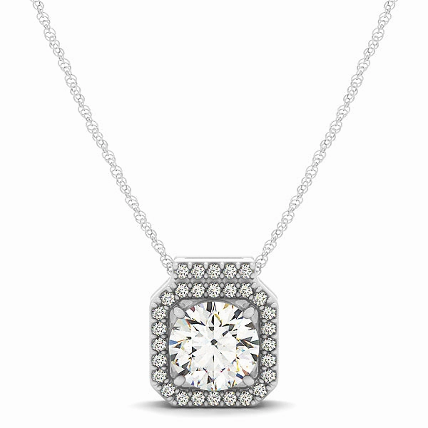 Young Professional Round Diamond Halo Pendant