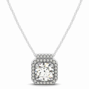 Simple Present Round Diamond Halo Pendant