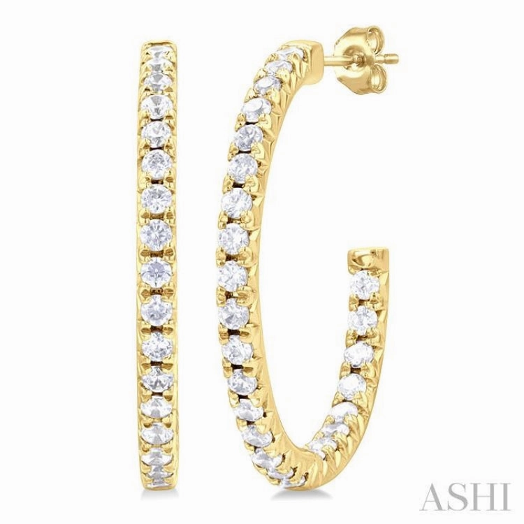 1/3 Ctw French Pave Set Round Cut Diamond Fashion Half Hoop Earring in 14K Yellow Gold Urban Favorite