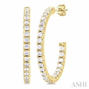 1/3 Ctw French Pave Set Round Cut Diamond Fashion Half Hoop Earring in 14K Yellow Gold Urban Favorite