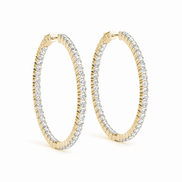 Refined Finish Triangular Embellishment Diamond Inside Out Hoop Earrings in Multiple Metals
