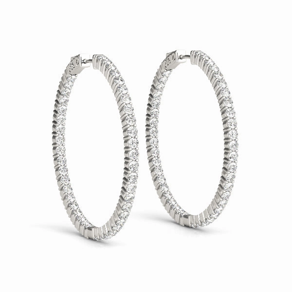Diamond Inside Out Hoop Earrings in Multiple Metals Durable Adornment