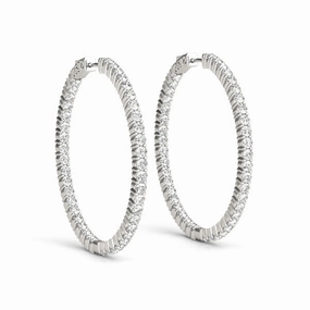 Small Ornament Casual Adornment Diamond Inside Out Hoop Earrings in Multiple Metals
