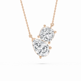 2 ctw Pear and Cushion Lab Grown Diamond Two Stone Pendant - 18 Inches Lovely Gift Conscious Piece