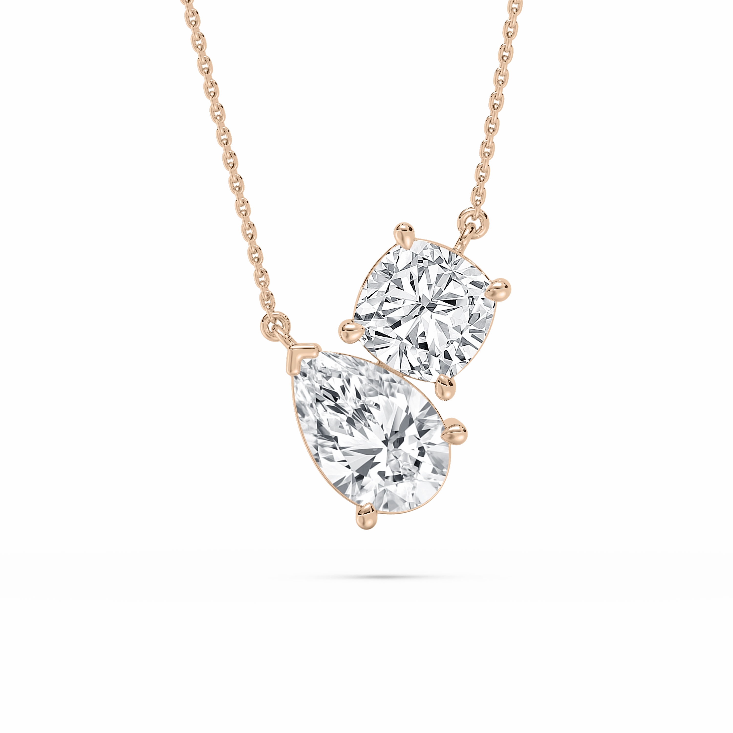 2 ctw Pear and Cushion Lab Grown Diamond Two Stone Pendant - 18 Inches Trendy Accessory Premium Ornament