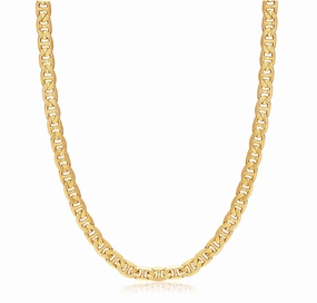 Sophisticated Style Artistic Edge 18K Gold Plated 6MM Diamond Cut Pave Flat Mariner Necklace