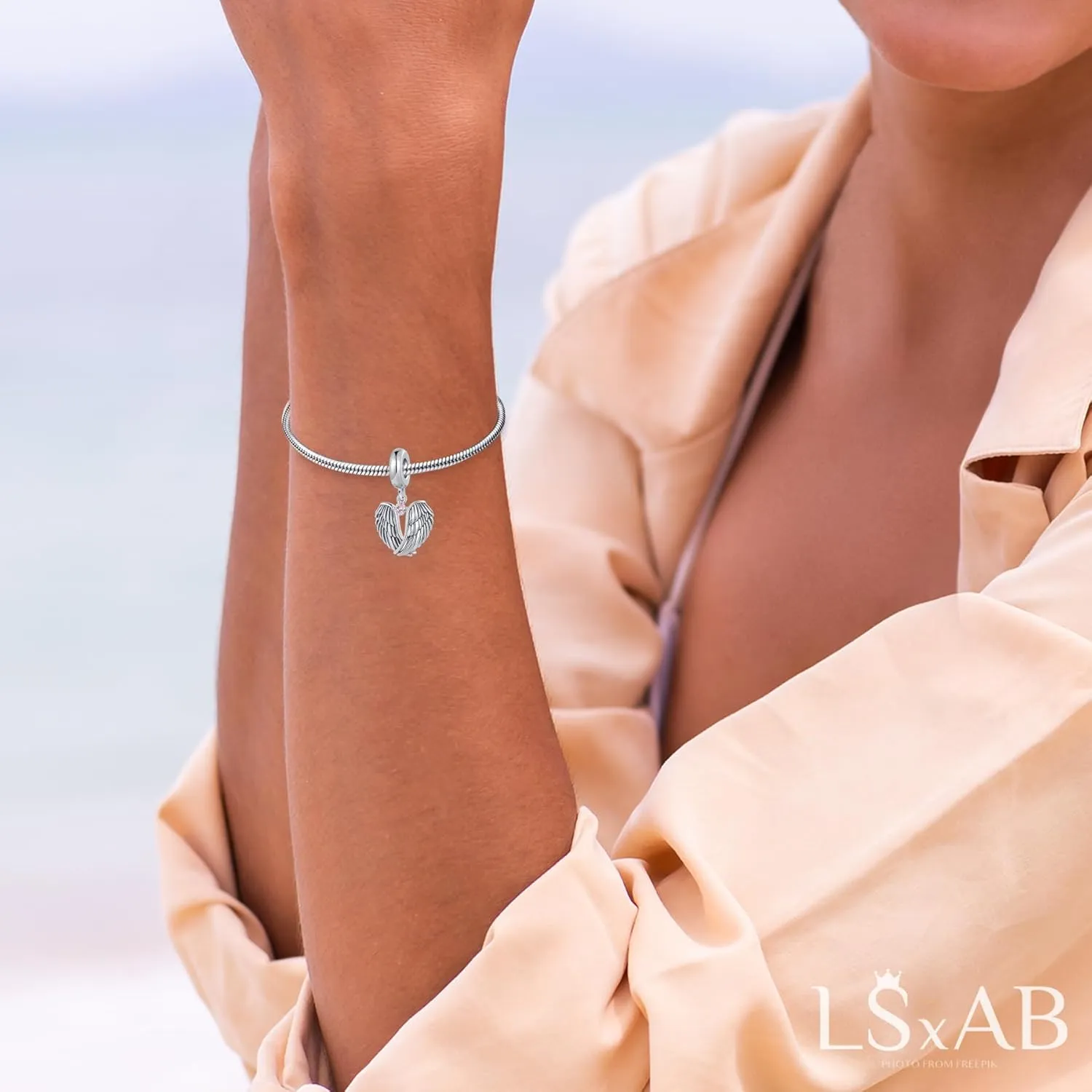 Guardian Angle Wings Charm Compatible with Pandora Charms Bracelets for Women Charm