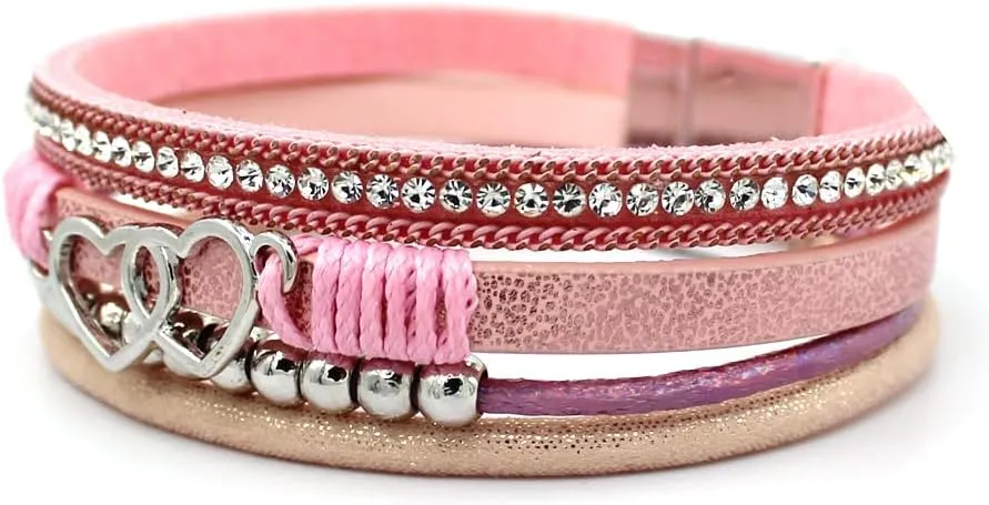 HAHAHE® Women's Boho Leather Wrap Bracelets Trendy Layered Bracelets with Magnetic Clasp Strackable Bohemian Jewelry Fashion Gifts