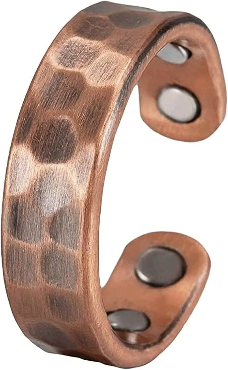Hammered Design Copper Rings Men Women Adjustable Vintage Solid Copper Magnetic Rings Wedding Rings Open Cuff Rings (Men), Copper,Brass