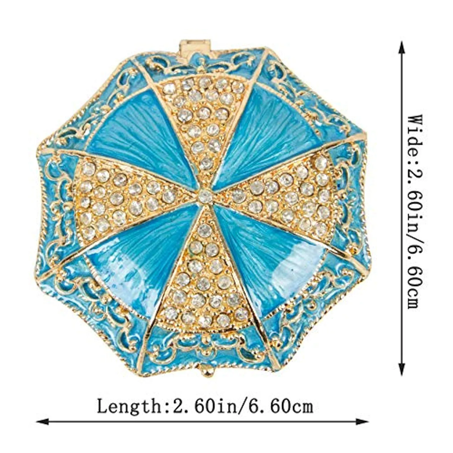 Hand Painted Enameled Umbrella Shape Decorative Hinged Jewelry Trinket Box