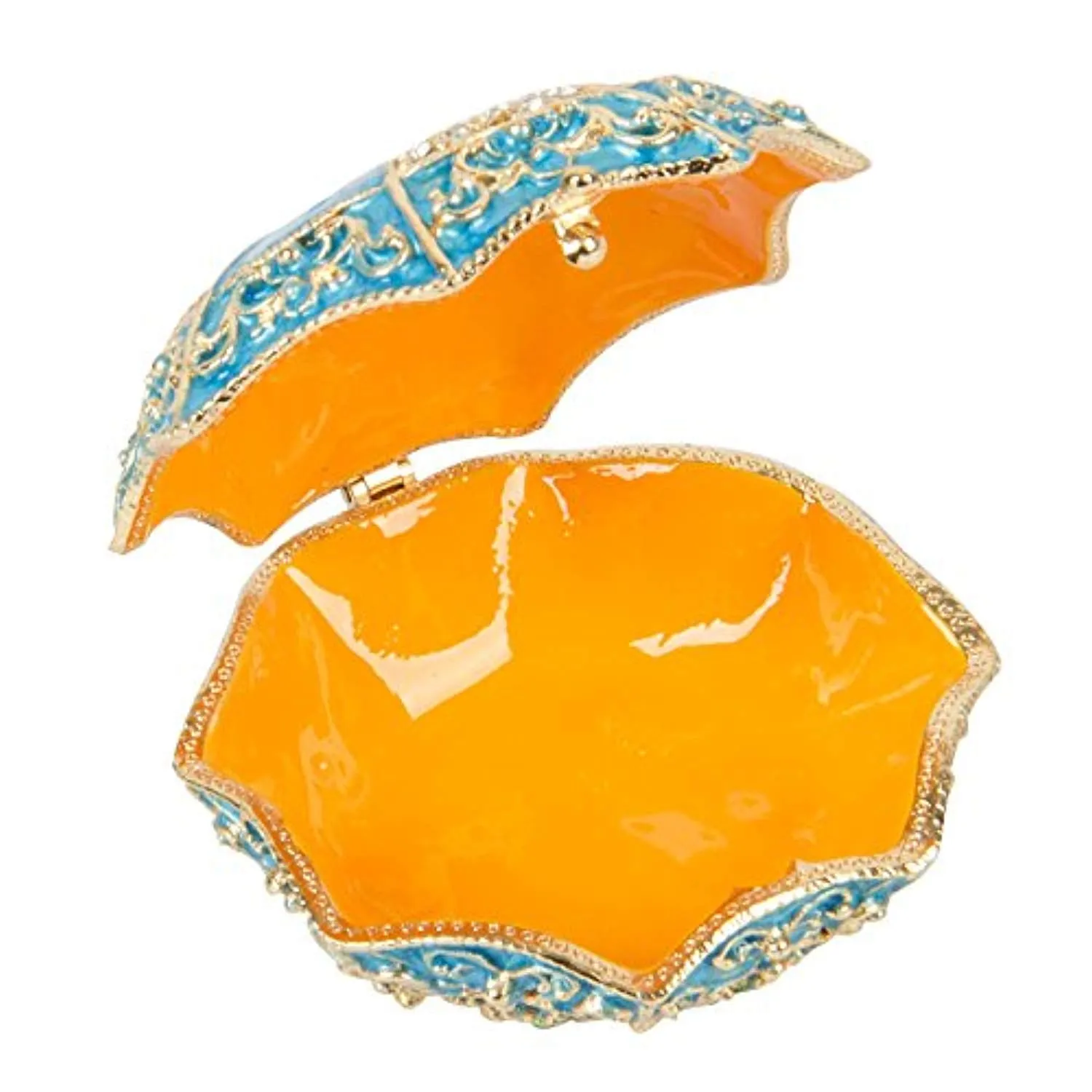 Hand Painted Enameled Umbrella Shape Decorative Hinged Jewelry Trinket Box
