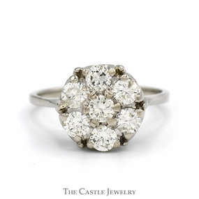 Hypoallergenic Adornment 1.75cttw Round 7 Diamond Cluster Ring in 10k White Gold