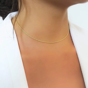 Gleaming Accent All weather Gold Rope Chain Choker, Simple Minimalist Short Gold Necklace for Women