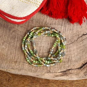 Superior Workmanship Today??s View Layered Sparkly Glass and Gold Beaded Bracelets Sets
