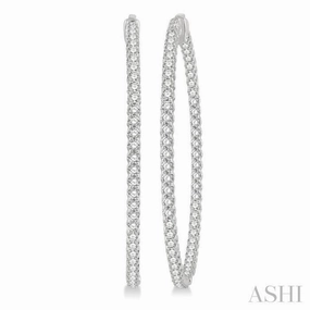 5 ctw Inside-Out Round Cut Diamond 2-Inch Hoop Earrings in 14K White Gold Night Appeal Distinct Form