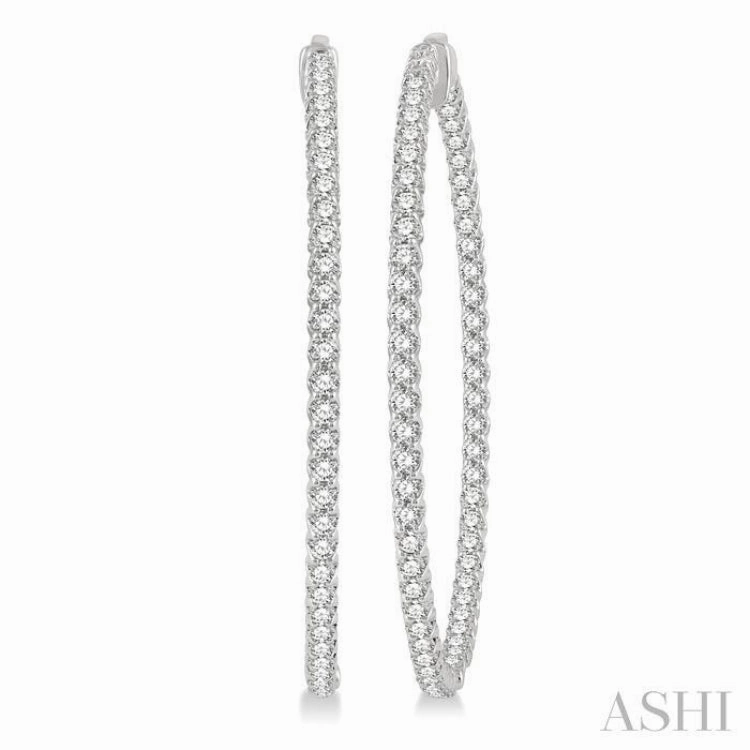 5 ctw Inside-Out Round Cut Diamond 2-Inch Hoop Earrings in 14K White Gold Night Appeal Distinct Form