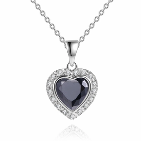 18K White Gold Plated Crystal Heart Necklace Modern Youth Common Accessory