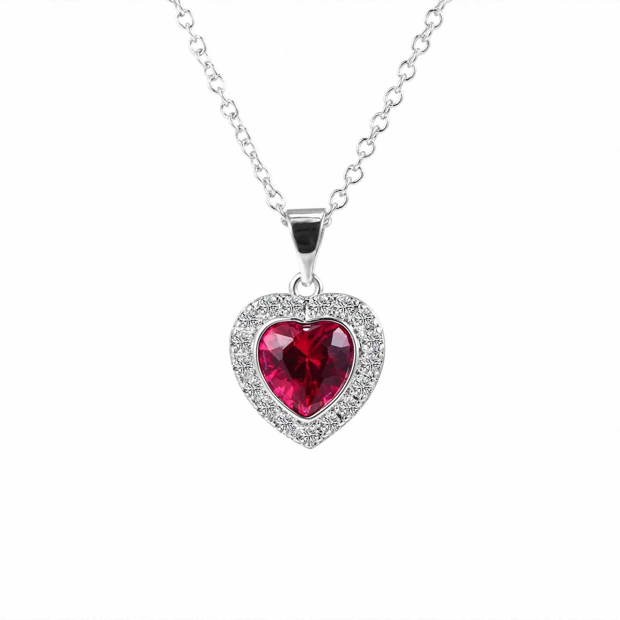 Vacation Gemstone Jewelry 18K White Gold Plated Crystal Heart Necklace