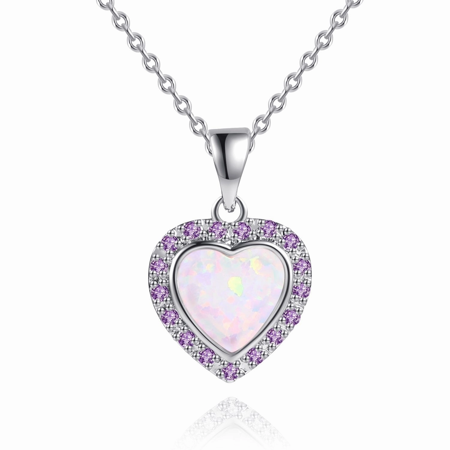 Professional Adornment 18K White Gold Plated Crystal Heart Necklace