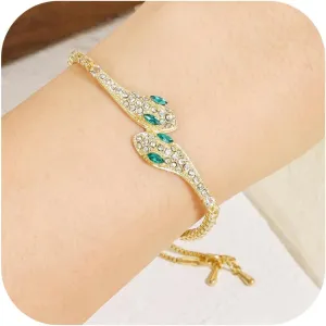 HANGINTHERE Snake Bracelet,Gold Moissanite Tennis Bracelets for Women,Adjustable Bracelets for Women