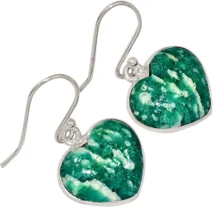 Heart - Natural Amazonite 925 Sterling Silver Earrings Jewelry ALLE-18621