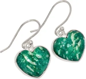 Heart - Natural Amazonite 925 Sterling Silver Earrings Jewelry ALLE-18623