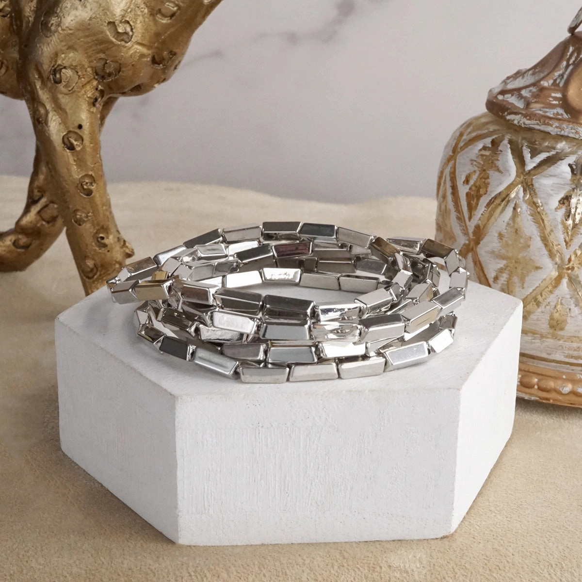 Light Gleam ?C Set of 5 Reflective Block Bead Bracelets Highly Anticipated