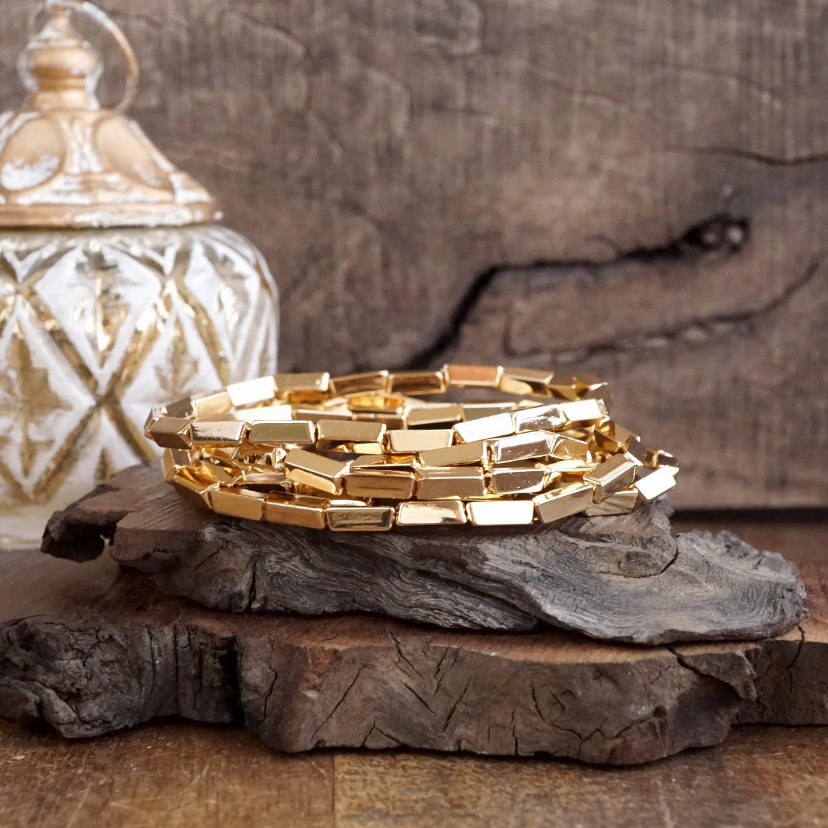 Light Gleam ?C Set of 5 Reflective Block Bead Bracelets High Mark Praiseworthy Fusions