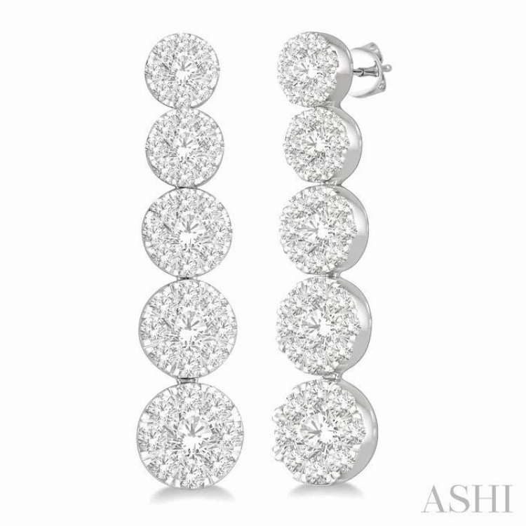 Edgy Light 1 1/6 ctw Lovebright Round Cut Diamond Earrings in 14K White Gold