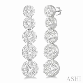 Edgy Light 1 1/6 ctw Lovebright Round Cut Diamond Earrings in 14K White Gold