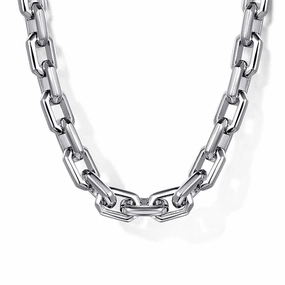 Trendy Pieces 22" 925 Sterling Silver Faceted Chain Necklace
