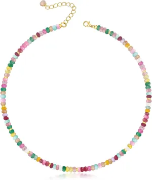 Heishi Style Gemstones/Natural Pearls Beaded Choker Necklace for Women, Handmade Jewelry Gifts for Her